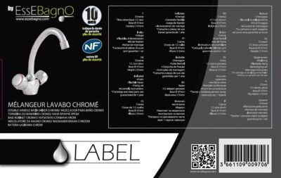 Robinet mélangeur de lavabo NF Label chromé ESSEBAGNO