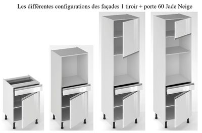 Porte et façade tiroir pour meuble bas de cuisine Jade neige 70 x 60 cm OFITRES