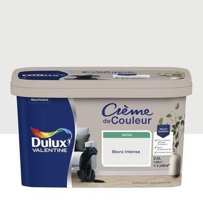 Peinture crème de couleur satin blanc  2,5L - DULUX VALENTINE