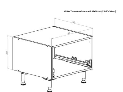 Caisson cuisine bas blanc L 60 x P 56 x H 35 cm OFITRES