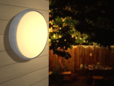 Plafonnier LED extérieur rond Luna blanc chaud structure grise IP44 1120 lumens ARLUX