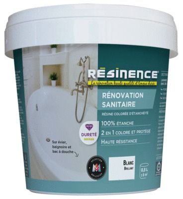 Résine de Rénovation pour sanitaire blanc brillant 500 ml RESINENCE