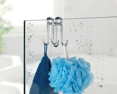 Crochet double acier inox pour porte de douche WENKO