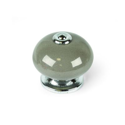 Bouton de meuble boule porcelaine grise diamètre 40 mm REI