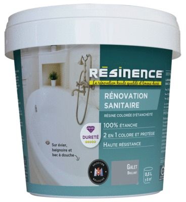 Résine de Rénovation pour sanitaire galet brillant 500 ml RESINENCE