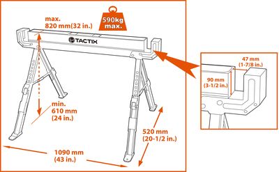 Tréteaux pro extensibles télescopiques par 2 TACTIX