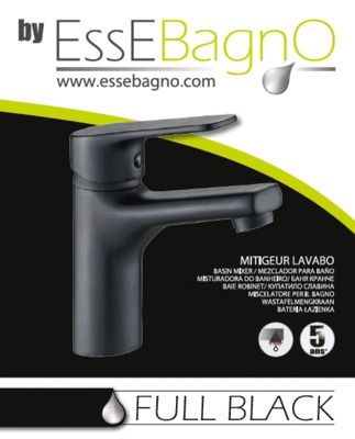 Robinet de salle de bain Noir Full Black -  ESSEBAGNO