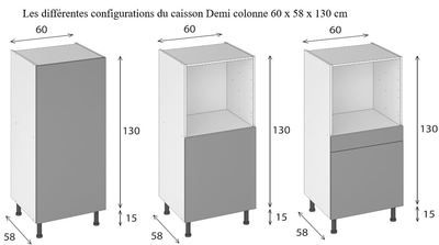 Demi-colonne cuisine blanche L 60 x H 130 x P 56 cm OFITRES