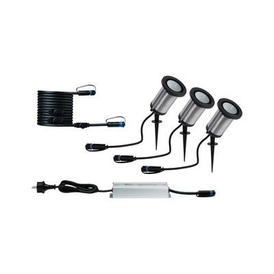 Spots LED extérieur blanc chaud IP65 3x6W 3x310 lumens 24V Kit de démarrage - Plug & Shine PAULMANN