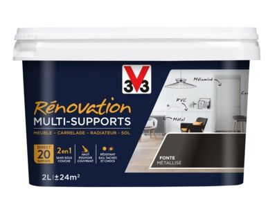 Peinture de rénovation multisupports finition satinée fonte métallisé 2 l V33