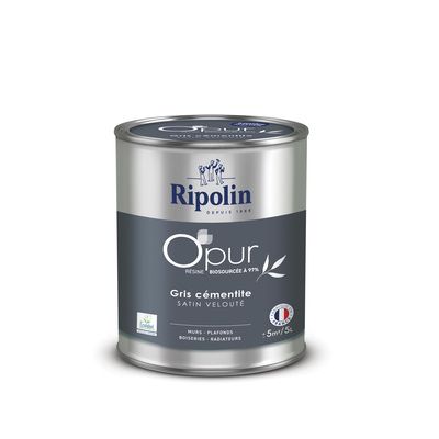 Peinture O'PUR Satin Gris CEMENTITE 0,5L - RIPOLIN