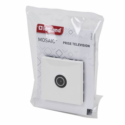 Prise TV mâle 9,52 mm 2 modules finition blanche Mosaïc LEGRAND