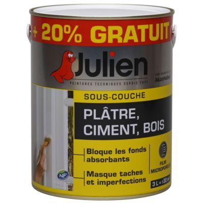 Sous-couche J4 pour plâtre, ciment, bois intérieur 2,5 l + 20% gratuit JULIEN