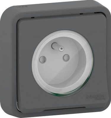 Prise étanche 2 pôles + terre IP55 encastré anthracite - Mureva Styl SCHNEIDER ELECTRIC