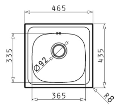 Evier carré 46,5 X 43,5 cm sans vidage à encaster en inox finition lisse NORD INOX