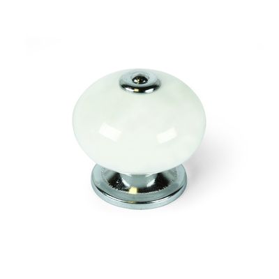 Bouton de meuble boule blanche porcelaine diamètre 40 mm REI