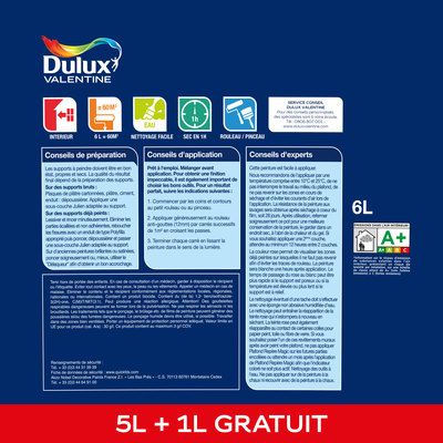 Peinture plafond acrylique Repère Magic blanc mat 5 l + 20 % - DULUX VALENTINE