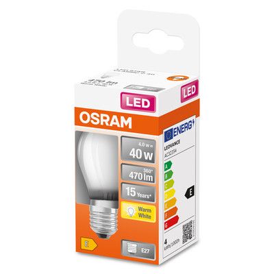 Ampoule LED sphérique E27 dépolie 4 W = 470 lumens blanc chaud OSRAM