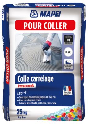 Colle carrelage travaux neuf blanc 25 kg C1 MAPEI