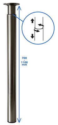 Pied de table rond nickel diamètre 60 x 700 - 1100 mm