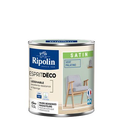 Peinture Intérieure Couleur - Satin - 0,5L - Vert Palatino - RIPOLIN