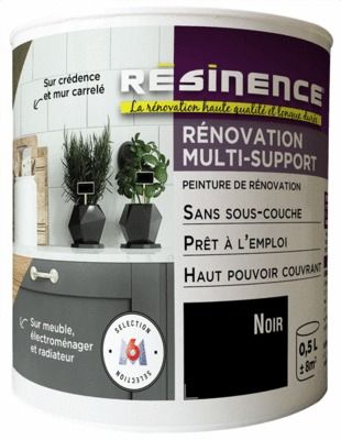 Peinture Rénovation multi-supports noir satin 500 ml RESINENCE
