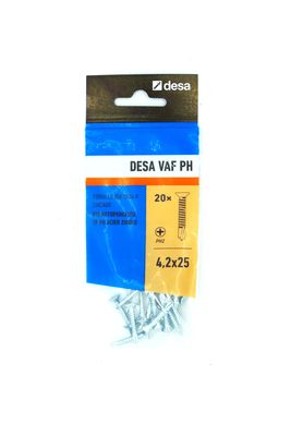 Vis autoforeuses tête fraisée PH 4.2 x 25 mm par 20 DESA