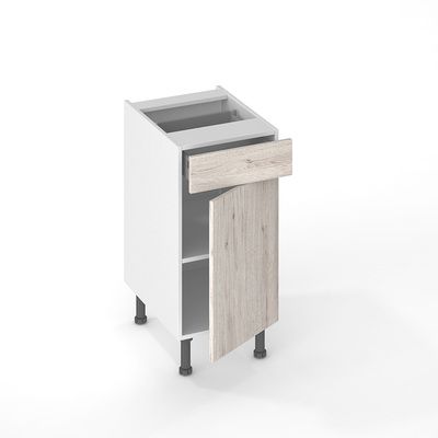 Porte et façade tiroir effet bois clair pour meuble bas de cuisine Nature syncron blanchi 70 x 40 cm OFITRES