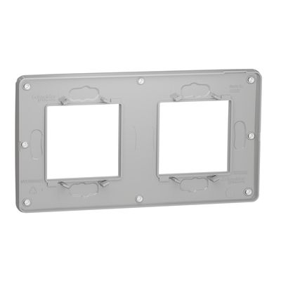 Plaque de finition 2 postes aluminium/ anthracite - Unica studio SCHNEIDER ELECTRIC