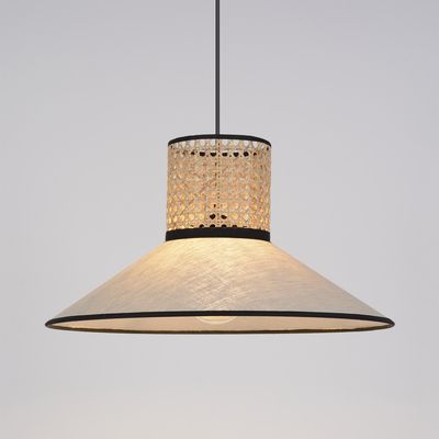 Suspension noir et naturel E27 100W Ø44 cm PENNSY - COREP