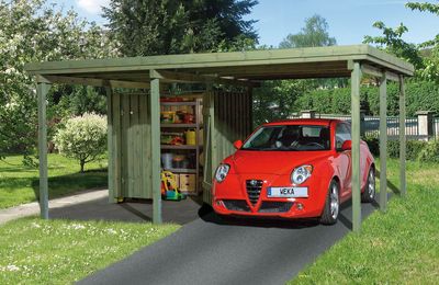 Carport 607 T1 avec local toit plat WEKA