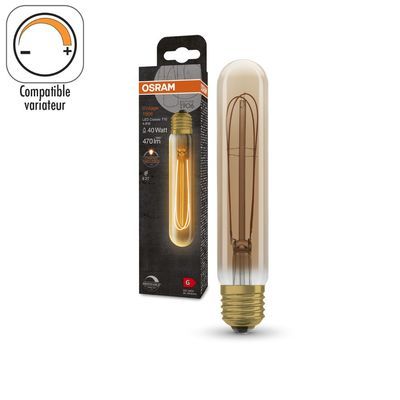 Ampoule LED Tubulaire E27 Ambrée variable 4,8W=470 lumens Blanc chaud OSRAM