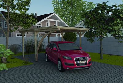 abri garage carport simple 606 avec avancée de toit plat et arcs WEKA