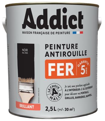 ADDICT Peinture FER Brillant noir ral 9005 2.5 L