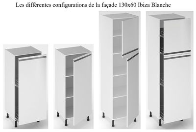 Façade pour demi-colonne de cuisine Ibiza blanche 130 x 60 cm OFITRES