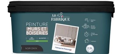 Peinture mur et boiserie Noir Onyx satin 2,5 l - LA FABRIQUE