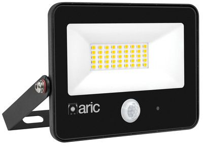 Projecteur LED extérieur détecteur de mouvements 30W blanc chaud IP65 3000 lumens noir - Wink 2 ARIC