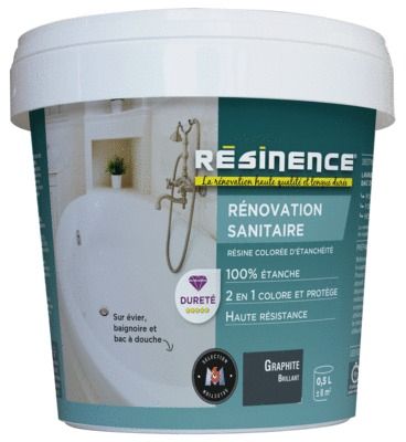 Résine de Rénovation pour sanitaire graphite brillant 500 ml RESINENCE