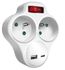 Multiprise murale 2 prises ou biplite avec interrupteur et prises USB A et USB C blanc GEFOM