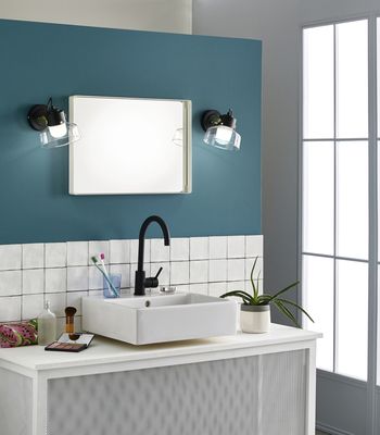 Applique pour salle de bains MAKO noir et laiton GU10 400 lumens IP 44 - COREP