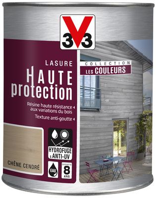 Lasure bois Haute Protection intérieure extérieure couleur chêne cendré 1 l V33