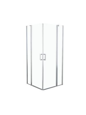 Porte de douche en angle verre transparent avec profilés alu chromé Seychelles 100 x 100 x 190 cm