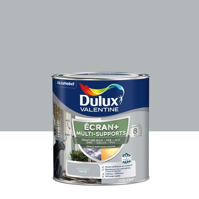 Peinture Ecran+ Multi-supports Dulux Valentine Satin Gris Franc 0,5 L