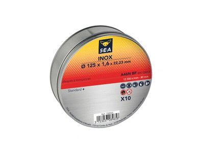 Disque à tronçonner inox diamètre 125 mm par 10 SEA