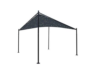 Tonnelle Belle de nuit avec voile LED gris anthracite 3,5 m x 3,5 m JARDILINE