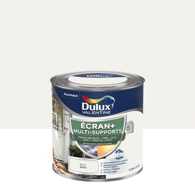 Peinture Ecran+ Multi-supports Dulux Valentine Satin Blanc 0,25 L