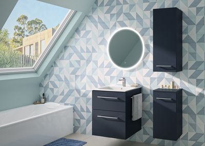 Demi-colonne de salle de bains bleu mat H 85 cm Selva GEBERIT