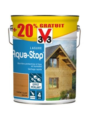 Lasure bois Aqua-Stop® protection intérieure et extérieure chêne clair 5 l + 20 % V33