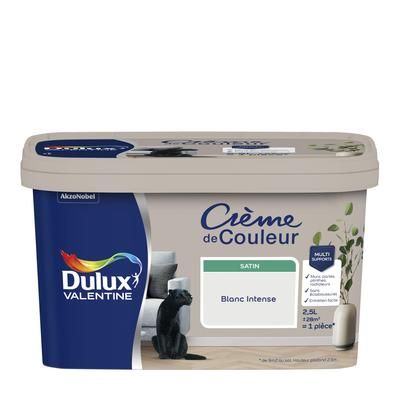 Peinture crème de couleur satin blanc  2,5L - DULUX VALENTINE