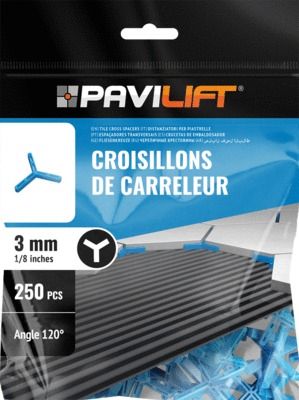 Croisillons de carrelage en Y 3 mm bleu par 250 PAVILIFT